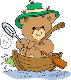 fishing teddy bear